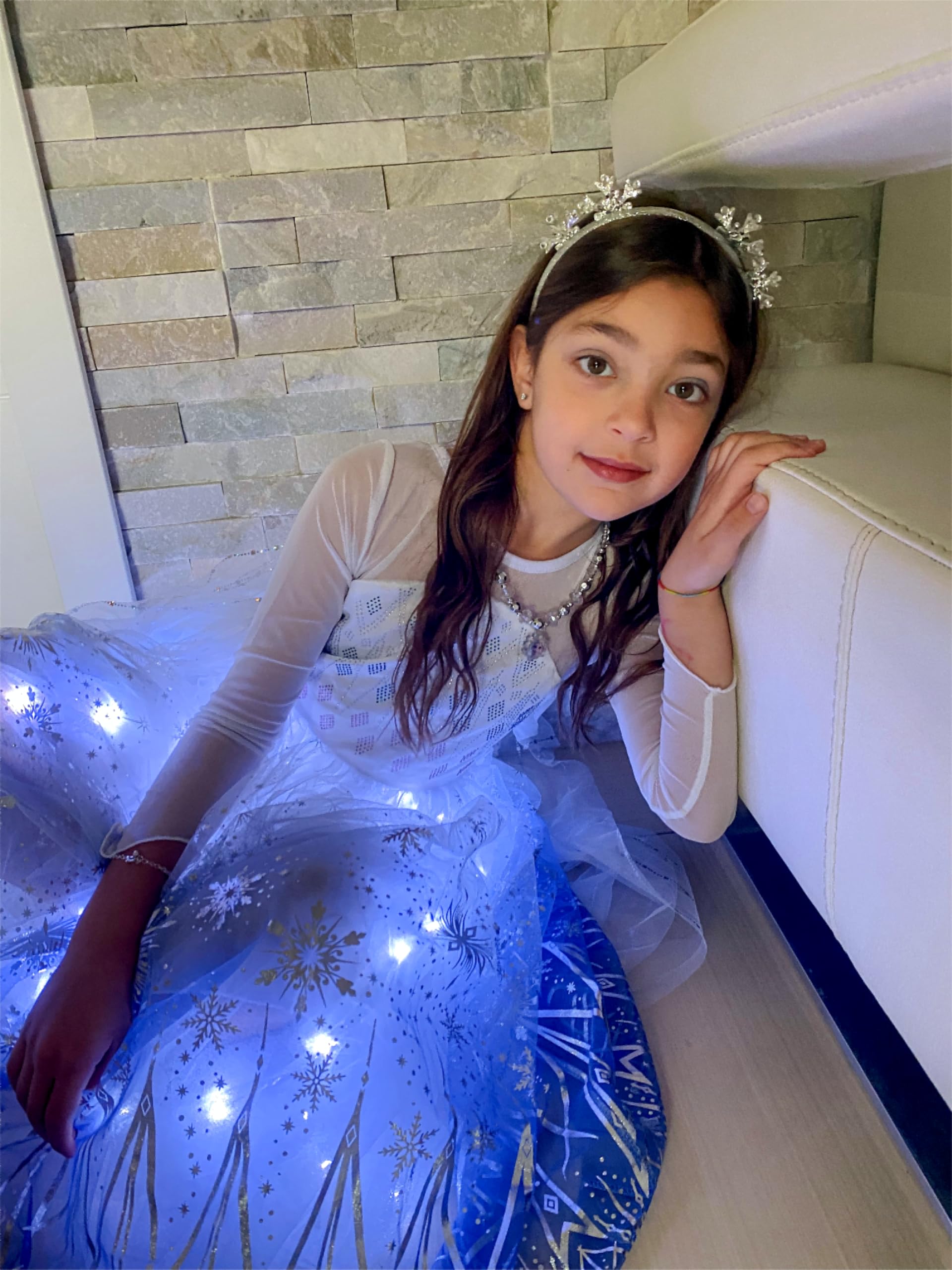Princess Costume for Girls, RGB Light Up Princess Dress up Birthday Syncs Music App Control, Halloween costume 3-9
