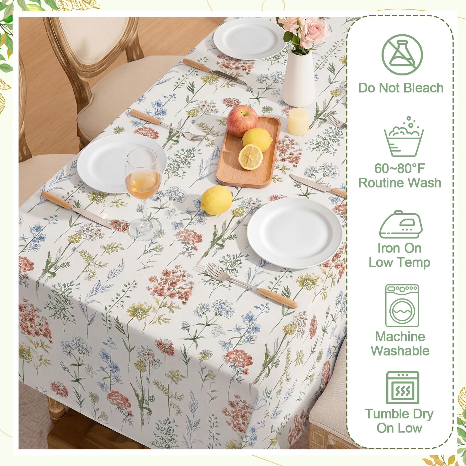 7 Pcs Sunflower Chair Covers and Tablecloth Set 60 x 84 Inch Waterproof Stain Rectangular Table Cover with Stretchable Removable Chair Slipcovers for Dining Room Kitchen Patio Summer Parties
