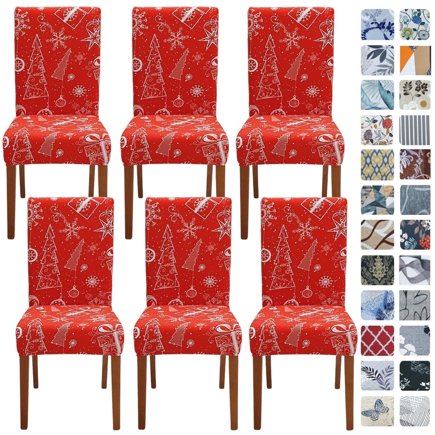 SPRINGRICO Chair Covers for Dining Room 6 Pack, Stretch Dining Chair Cover, Washable Spandex Kitchen Parsons Chair Slipcovers, Removable Seat Protector for Home or Party (Set of 6, Floral Beige)