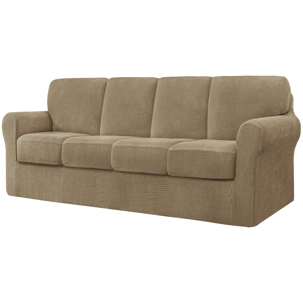 CHUN YI 7 Piece Couch Covers Sofa Covers Washable, Stretch Sofa Slipcovers for 3 Cushion Couch with Seperate Backrest and Cushion Covers, Anti Slip Furniture Protector for Dogs Pets (Large, Grey)