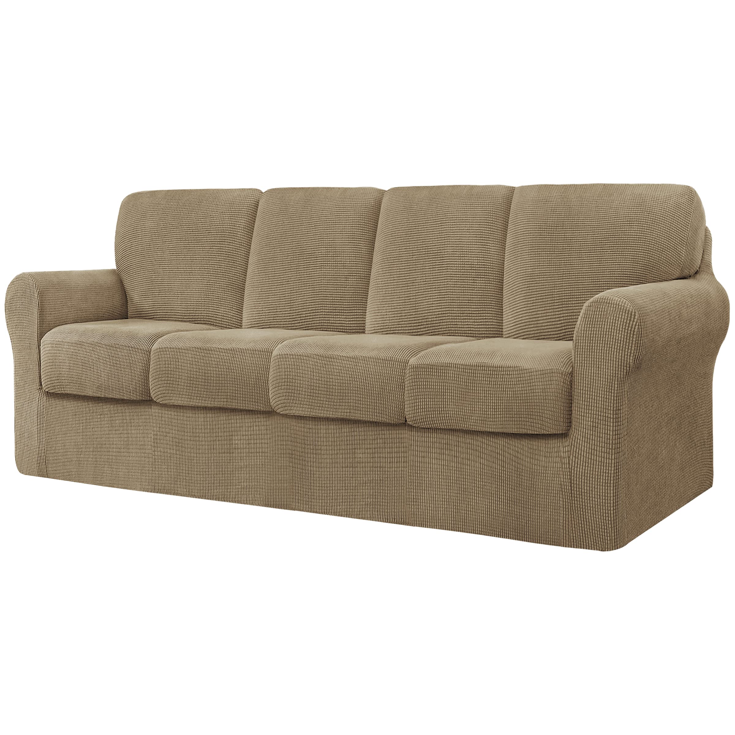CHUN YI 7 Piece Couch Covers Sofa Covers Washable, Stretch Sofa Slipcovers for 3 Cushion Couch with Seperate Backrest and Cushion Covers, Anti Slip Furniture Protector for Dogs Pets (Large, Grey)