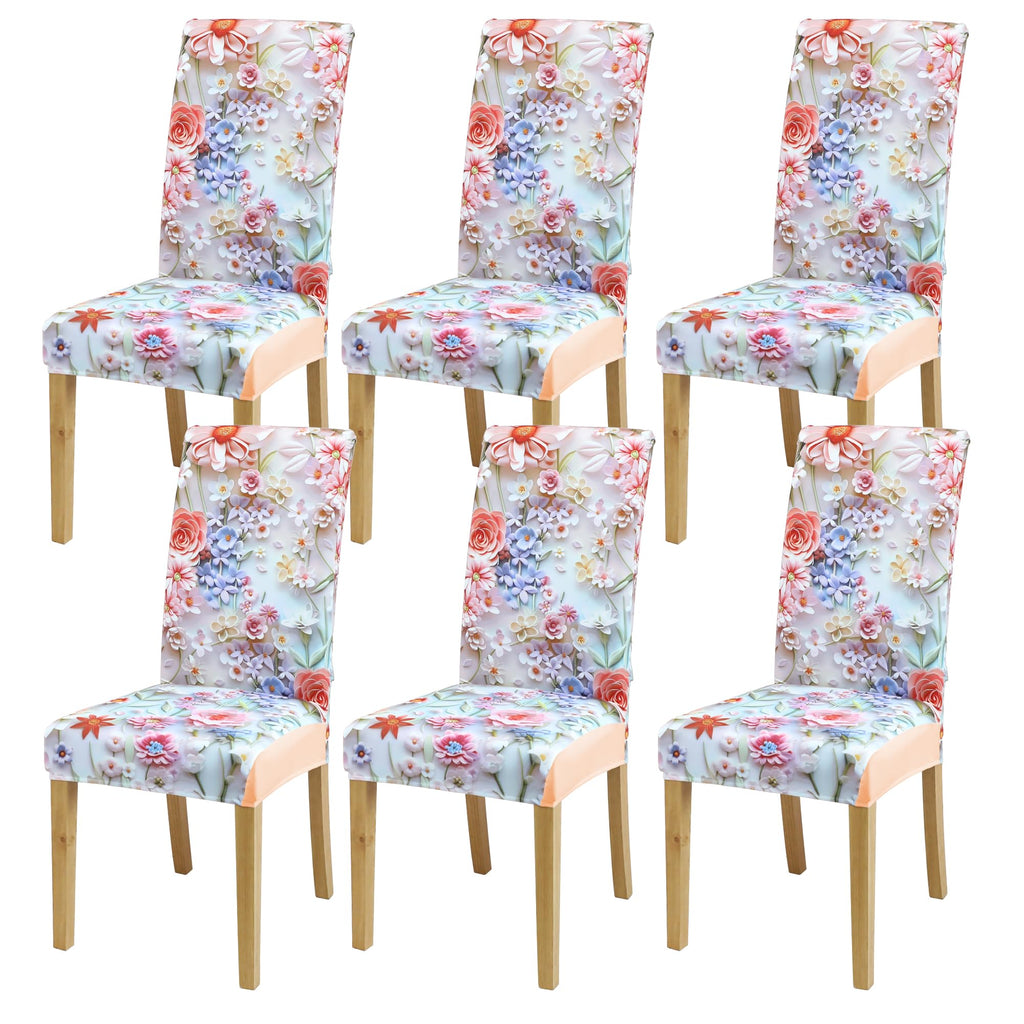 BIETYONE Stretch Dining Chair Covers Set of 6, Soft Removable Washable Kitchen Parsons Chair Slipcovers, High Elastic Seat Protector for Home Hotel Banquet