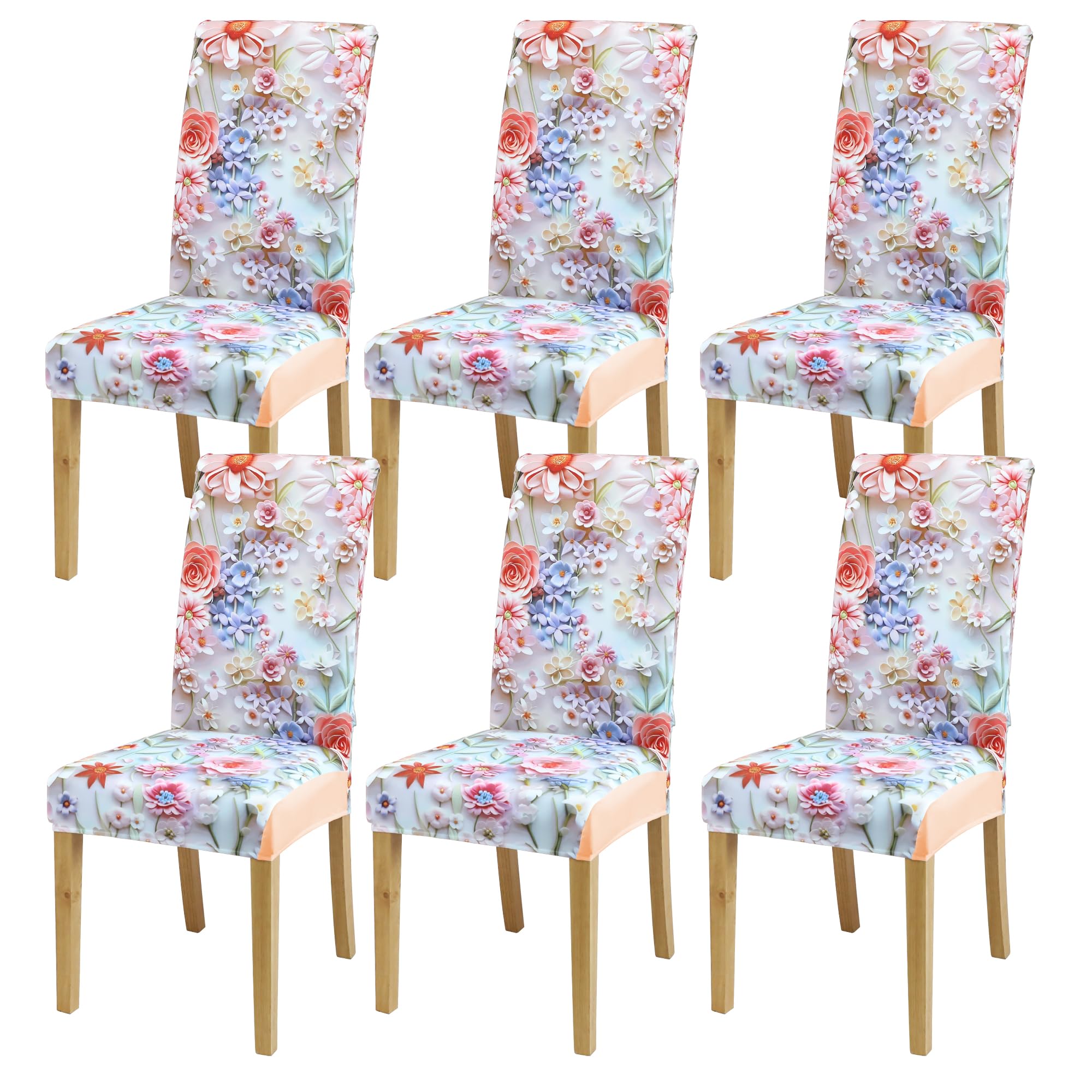 BIETYONE Stretch Dining Chair Covers Set of 6, Soft Removable Washable Kitchen Parsons Chair Slipcovers, High Elastic Seat Protector for Home Hotel Banquet