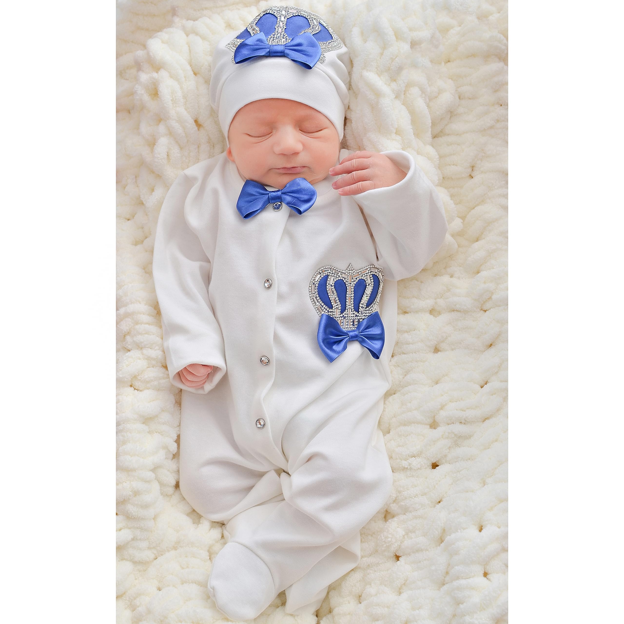 Lilax Baby Boy Newborn Crown Jewels Layette 3 Piece Gift Set