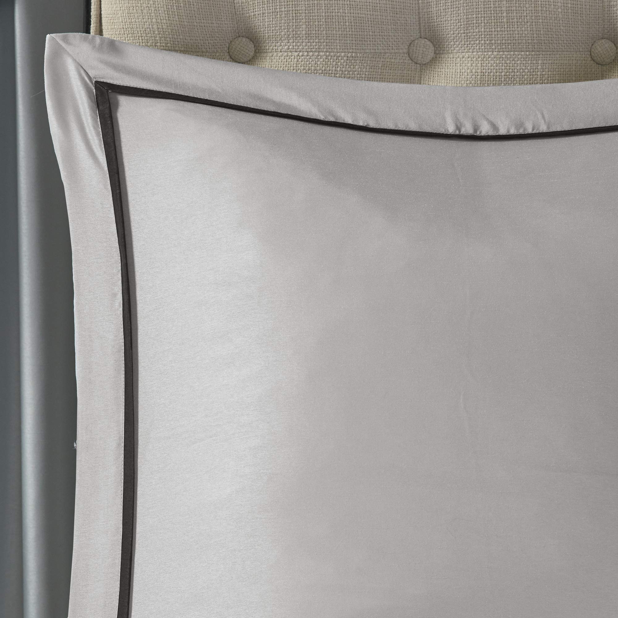 Madison Park Essentials Room in a Bag Faux Silk Comforter Set - Luxe Diamond Tufting All Season Bedding, Matching Curtains, Decorative Pillows, Taupe King(104"x92") 24 Piece