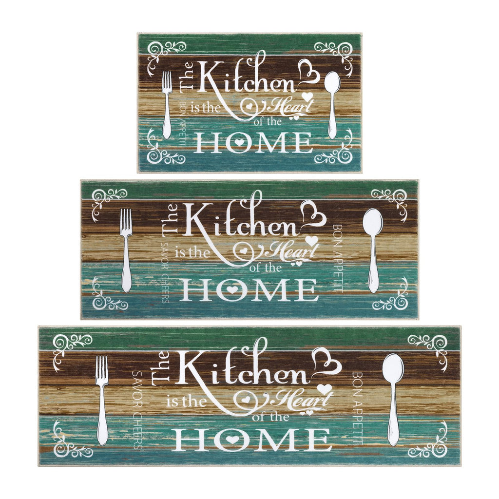 Vaukki Boho Kitchen Rug Sets 3 Pieces, Washable Kitchen Mats for Floor, Non Slip Soft Kitchen Area Rug Floor Mat for Kitchen, Laundry Room and Hallway (Grey and Beige, 20''x32''+20''x47''+20''x59'')