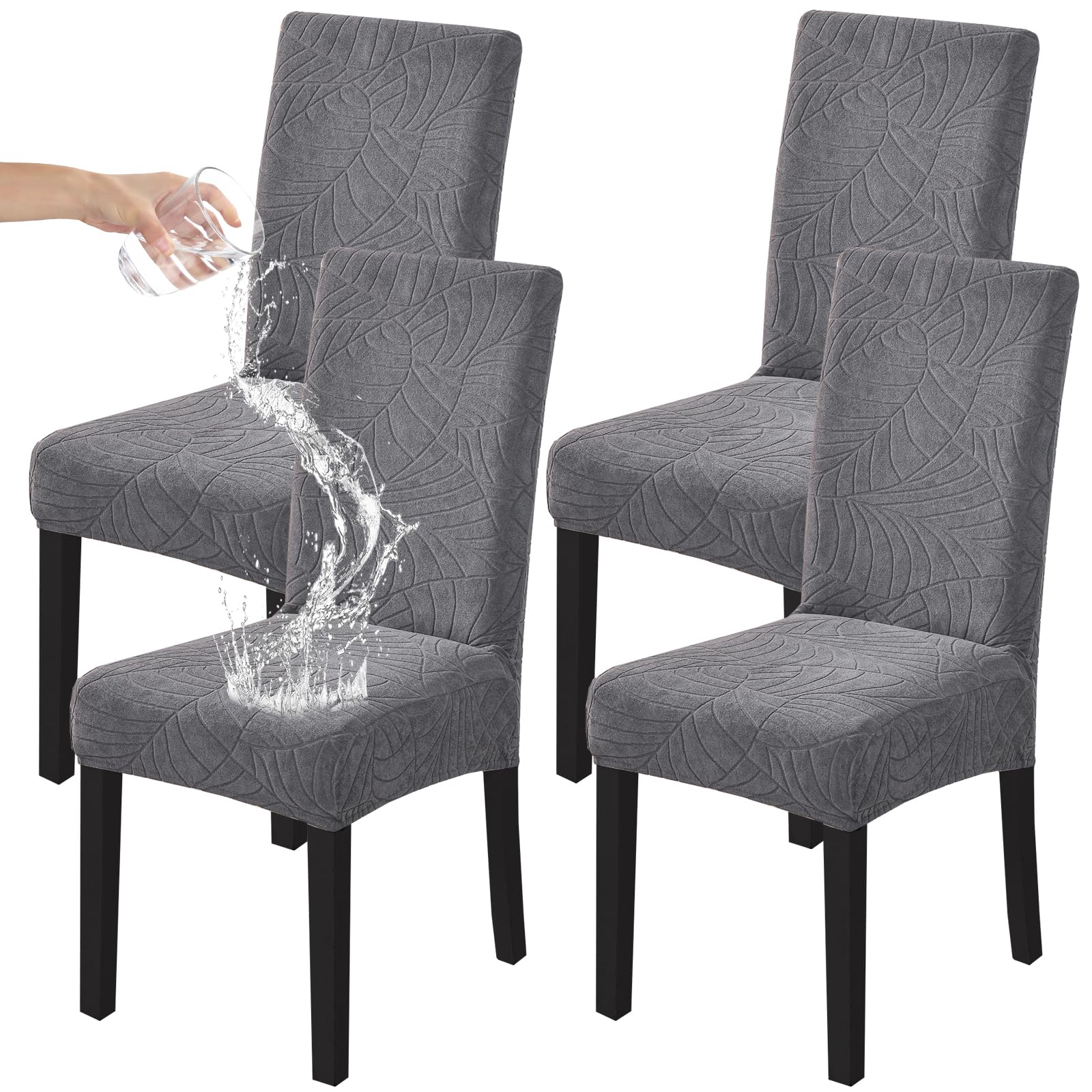 HZDHCLH 6 Pack Chair Covers for Dining Room,Soft Spandex Removable Washable Anti-dust Seat Slipcover, Protector for Hotel,Office,Ceremony,Banquet Wedding Party(Beige, Set of 6)