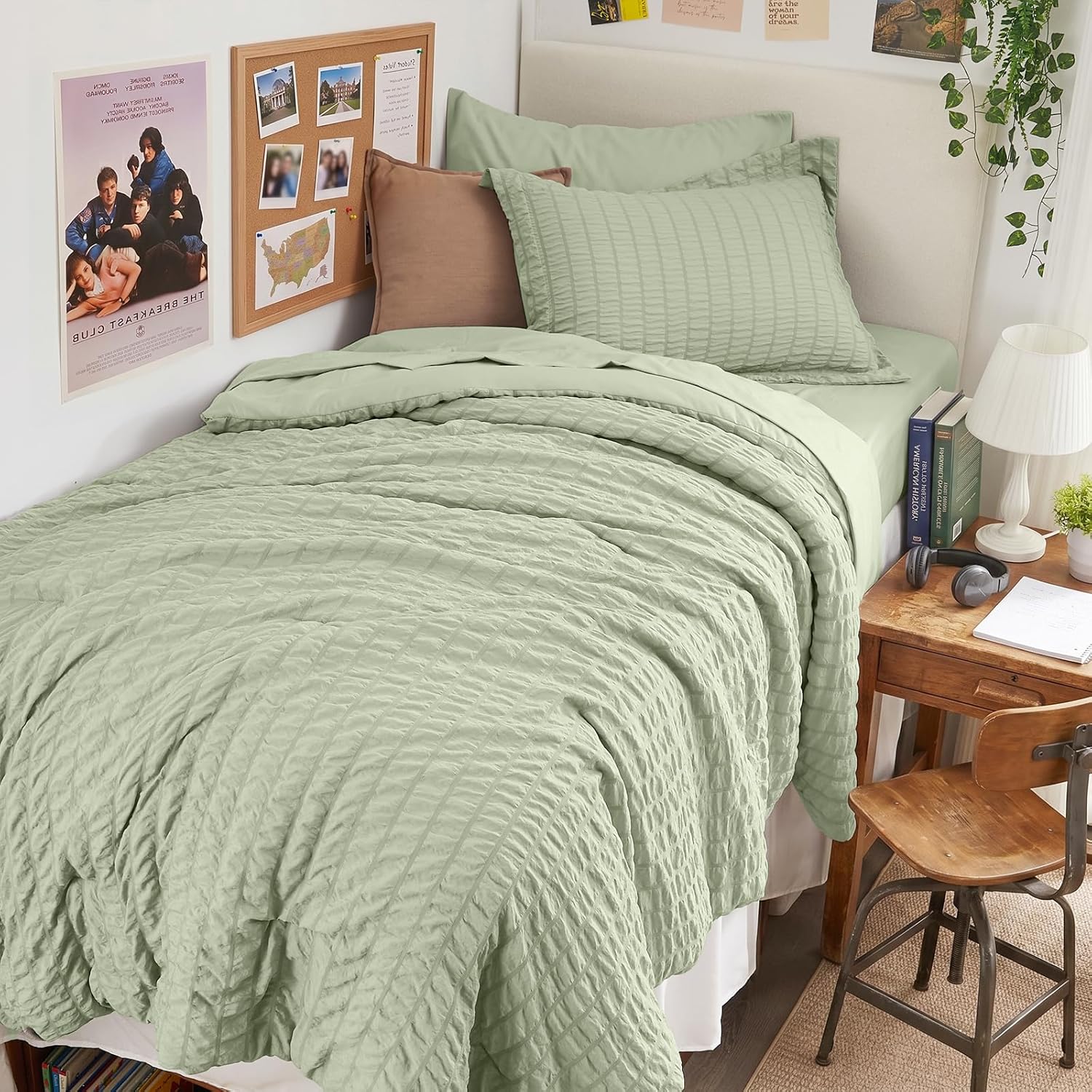 HYMOKEGE 7 Piece King Size Comforter Set Seersucker, All Season Luxury Bed in a Bag for Bedroom, Bedding Set with Comforters, Sheets, Pillowcases & Shams, Dark Grey