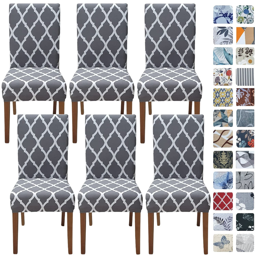 SPRINGRICO Chair Covers for Dining Room 6 Pack, Stretch Dining Chair Cover, Washable Spandex Kitchen Parsons Chair Slipcovers, Removable Seat Protector for Home or Party (Set of 6, Floral Beige)