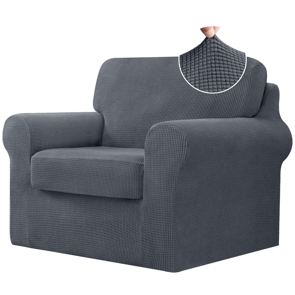 CHUN YI 7 Piece Couch Covers Sofa Covers Washable, Stretch Sofa Slipcovers for 3 Cushion Couch with Seperate Backrest and Cushion Covers, Anti Slip Furniture Protector for Dogs Pets (Large, Grey)