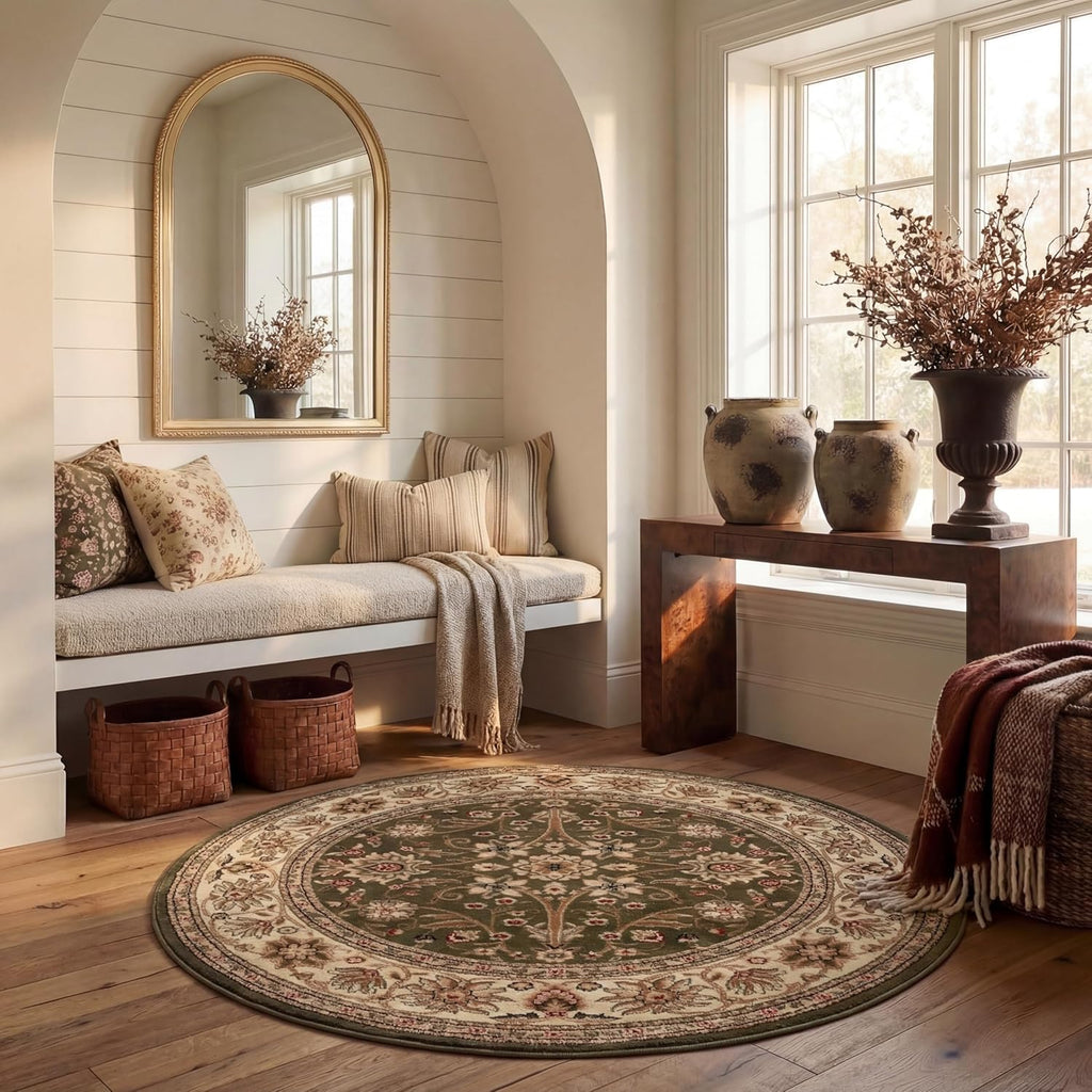 SAFAVIEH Lyndhurst Collection Area Rug - 5'3" x 7'6", Ivory & Red, Traditional Oriental Design, Non-Shedding & Easy Care, Ideal for High Traffic Areas in Living Room, Bedroom (LNH212K)