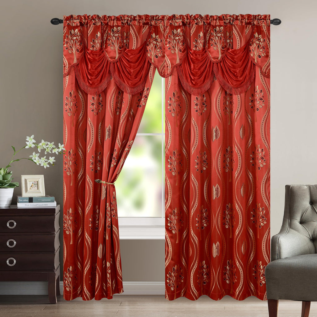 Elegant Comfort Luxurious Beautiful Curtain Panel Set with Attached Valance and Backing 54" X 84 inch (Set of 2), Navy Blue