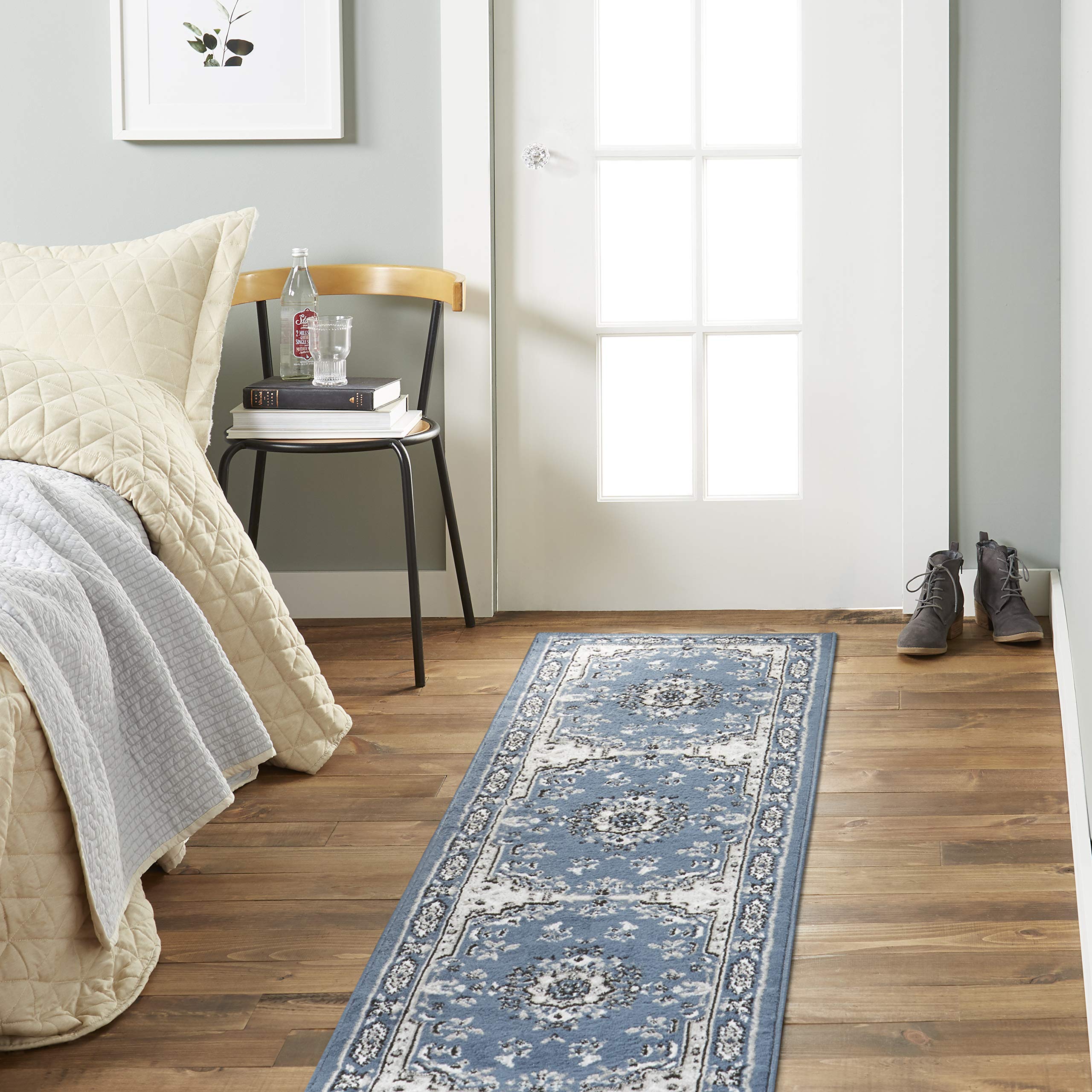 Home Dynamix Premium Sakarya Traditional Medallion Border Area Rug, Black, 21"x35" Rectangle
