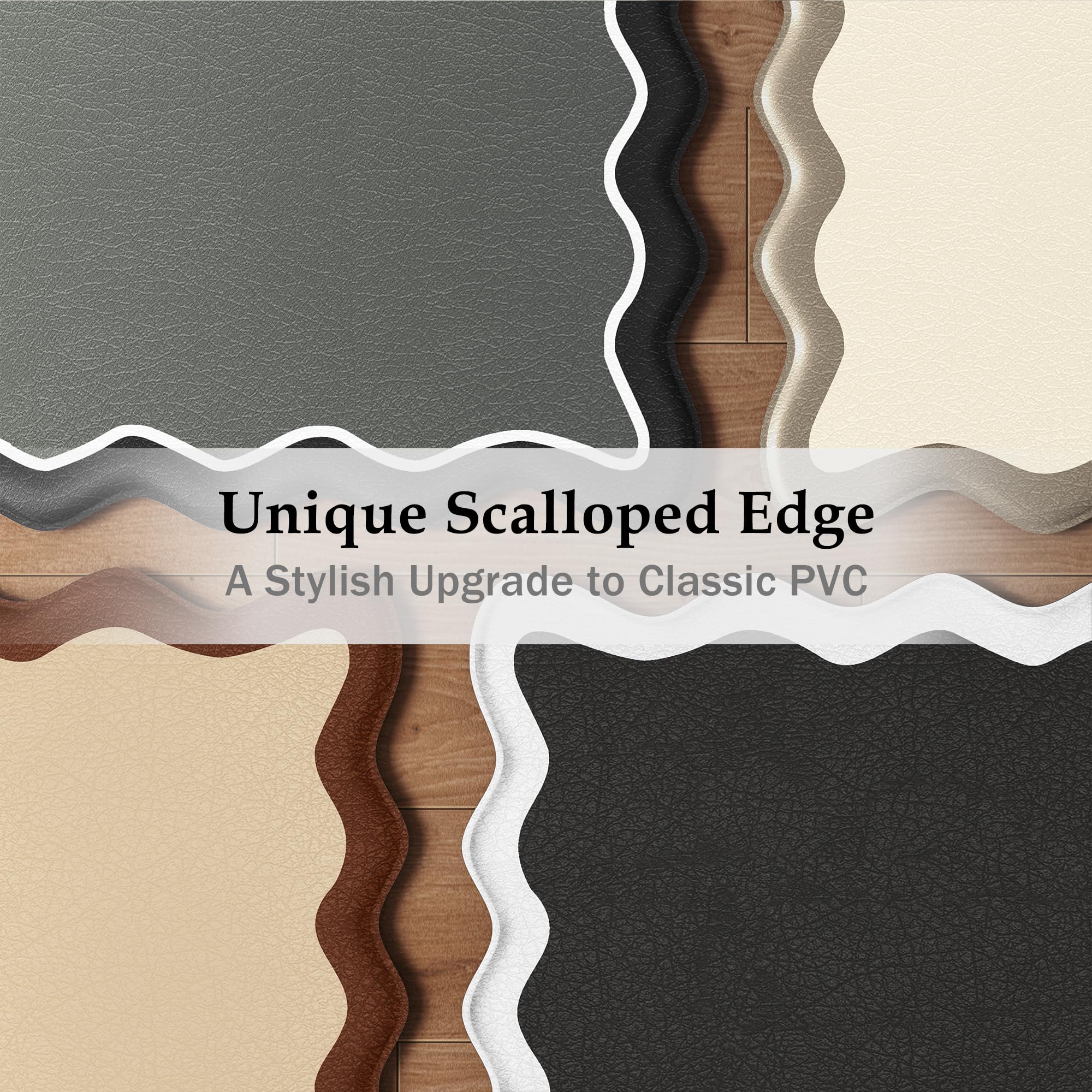 Arenarug Upgrade Scalloped Embossed Kitchen Mats for Floor 2PCS Cushioned Anti Fatigue Waterproof Foam Kitchen Rugs Non Slip Washable Comfort Standing Mat for Office Sink Laundry, Black