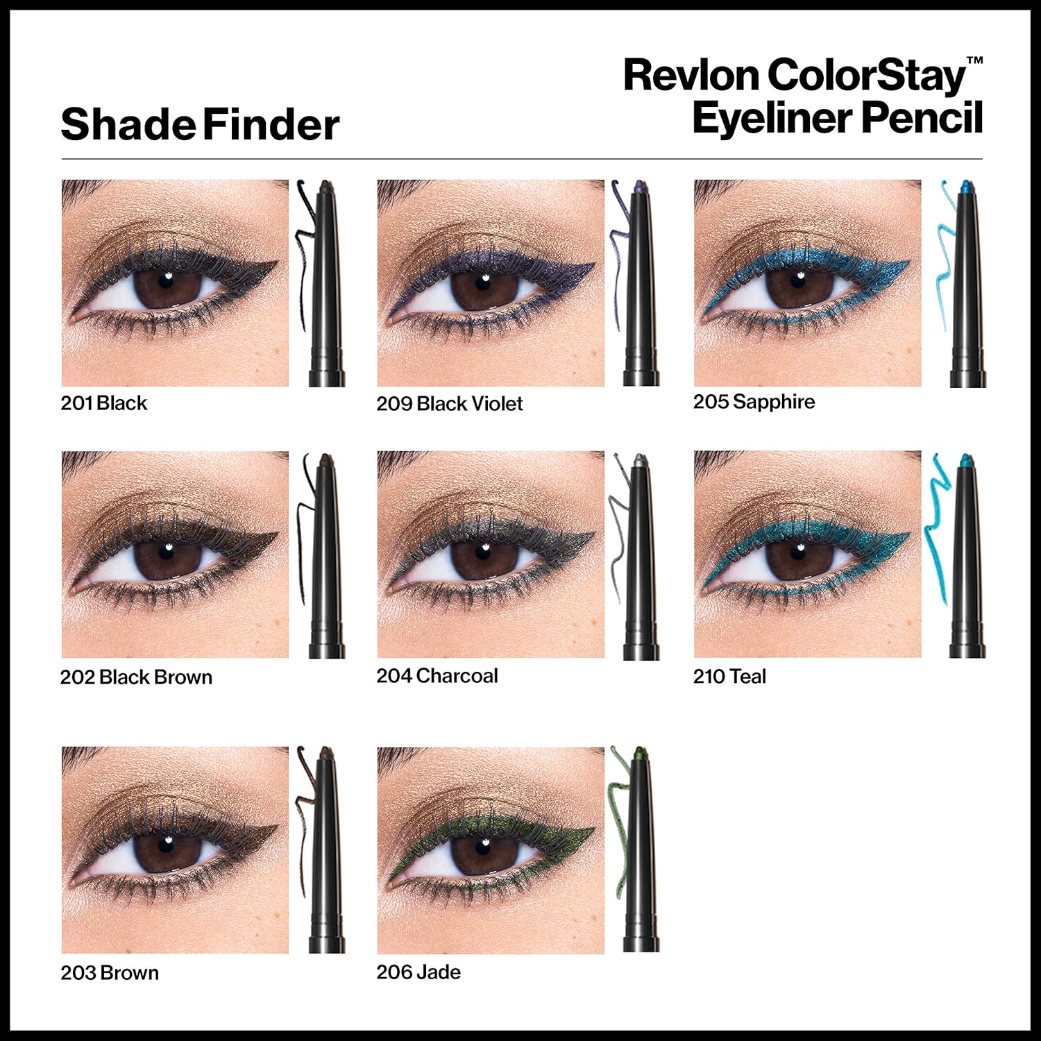 Revlon ColorStay Pencil Waterproof Eyeliner, Smudge-Proof, Eye Makeup with Built-In Sharpener, Long-Lasting, Matte Finish, 201 Black, 2 pack