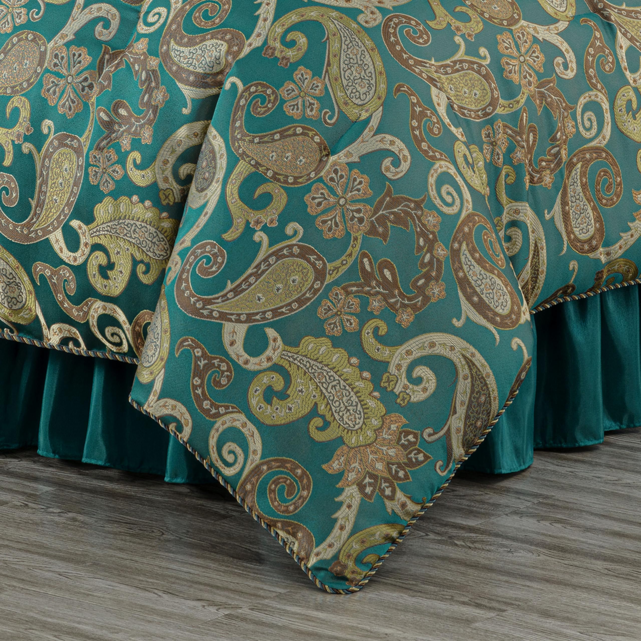 Chezmoi Collection Adelle 7-Piece Paisley Jacquard Embroidered Comforter Bedding Set, King Size