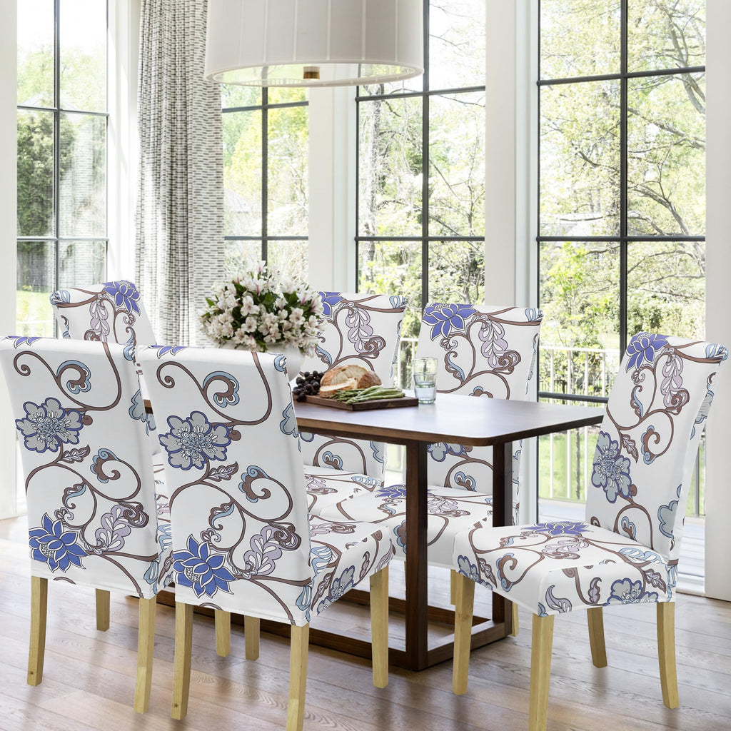 BIETYONE Stretch Dining Chair Covers Set of 6, Soft Removable Washable Kitchen Parsons Chair Slipcovers, High Elastic Seat Protector for Home Hotel Banquet