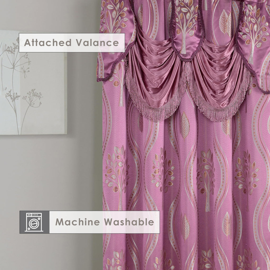 Elegant Comfort Luxurious Beautiful Curtain Panel Set with Attached Valance and Backing 54" X 84 inch (Set of 2), Navy Blue