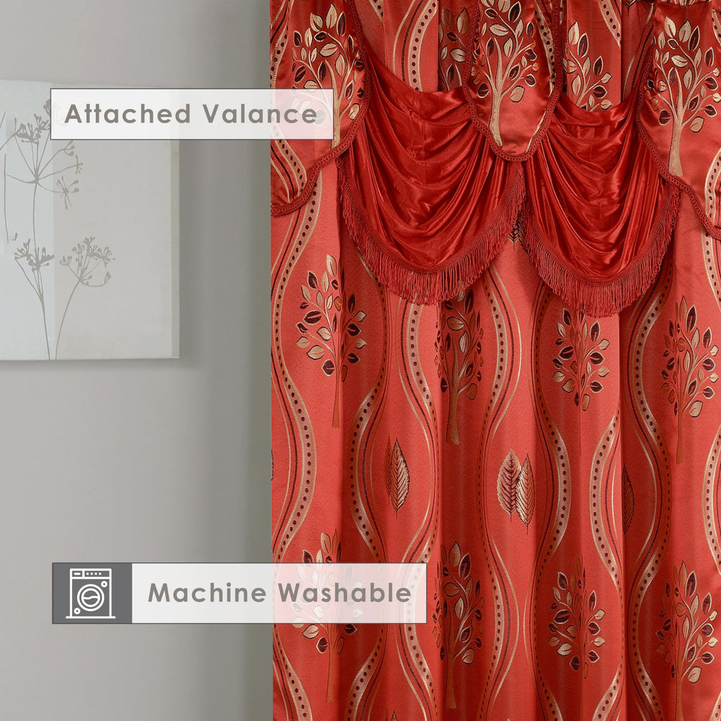 Elegant Comfort Luxurious Beautiful Curtain Panel Set with Attached Valance and Backing 54" X 84 inch (Set of 2), Navy Blue