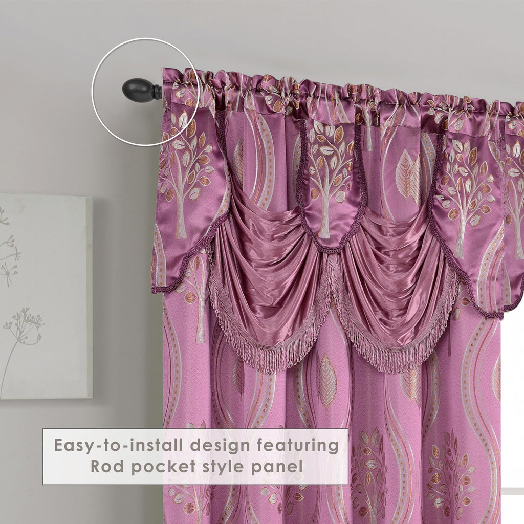 Elegant Comfort Luxurious Beautiful Curtain Panel Set with Attached Valance and Backing 54" X 84 inch (Set of 2), Navy Blue