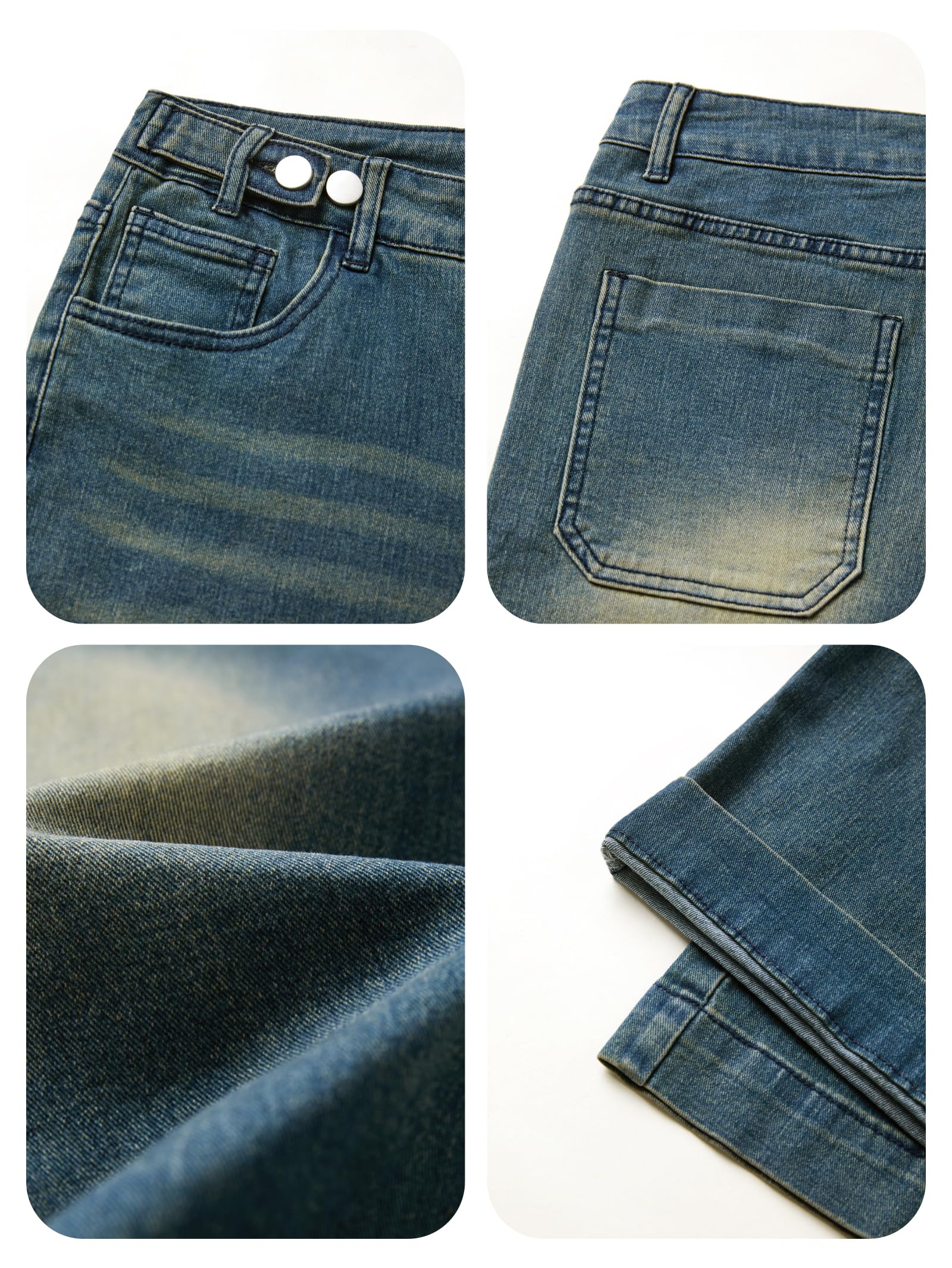 EMMIOL Women Baggy Jeans Mid-Low Waist Boyfriend Streetwear Vintage Jeans Wide Leg Denim Pants