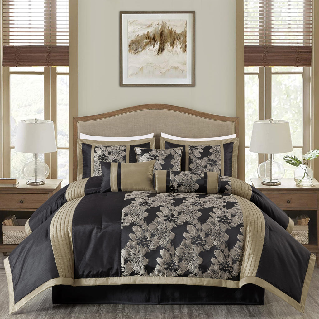 Chezmoi Collection Adelle 7-Piece Paisley Jacquard Embroidered Comforter Bedding Set, King Size
