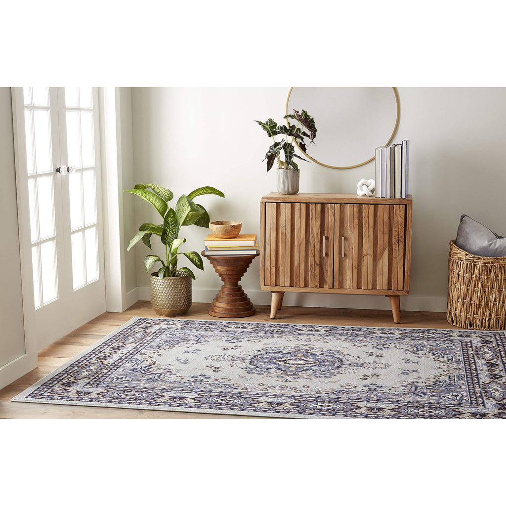 Home Dynamix Premium Sakarya Traditional Medallion Border Area Rug, Black, 21"x35" Rectangle