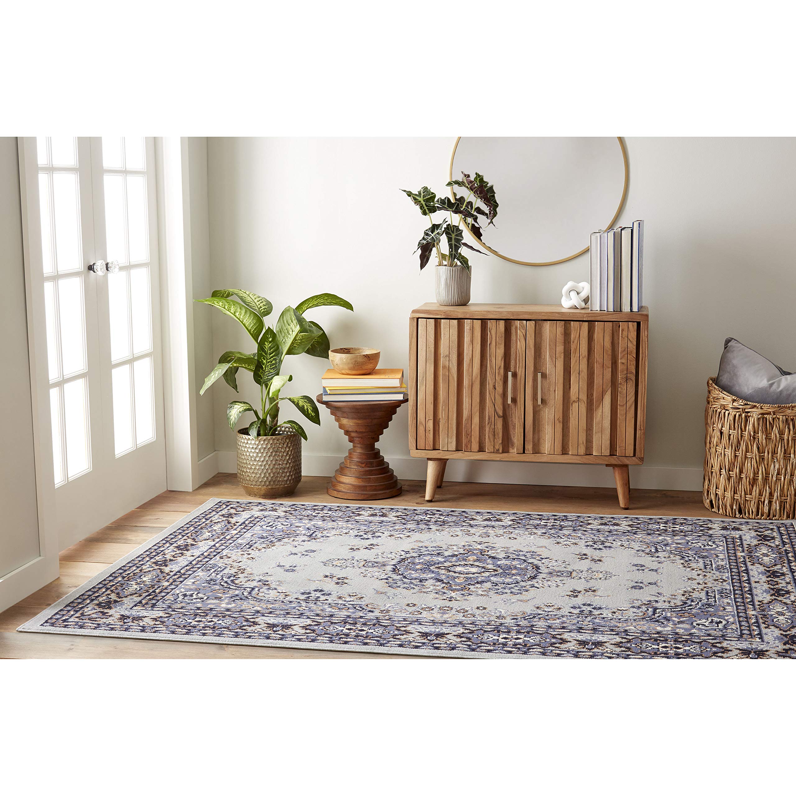 Home Dynamix Premium Sakarya Traditional Medallion Border Area Rug, Black, 21"x35" Rectangle