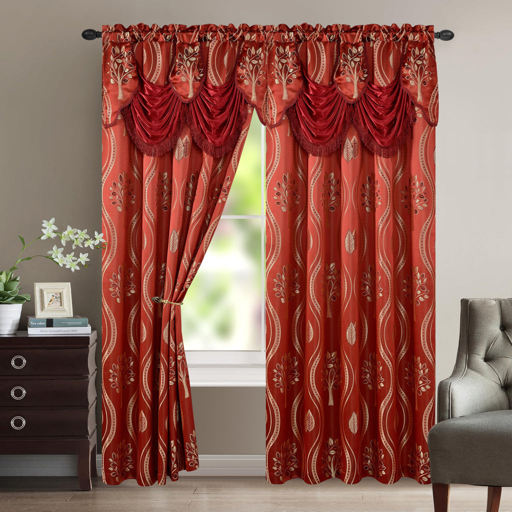 Elegant Comfort Luxurious Beautiful Curtain Panel Set with Attached Valance and Backing 54" X 84 inch (Set of 2), Navy Blue