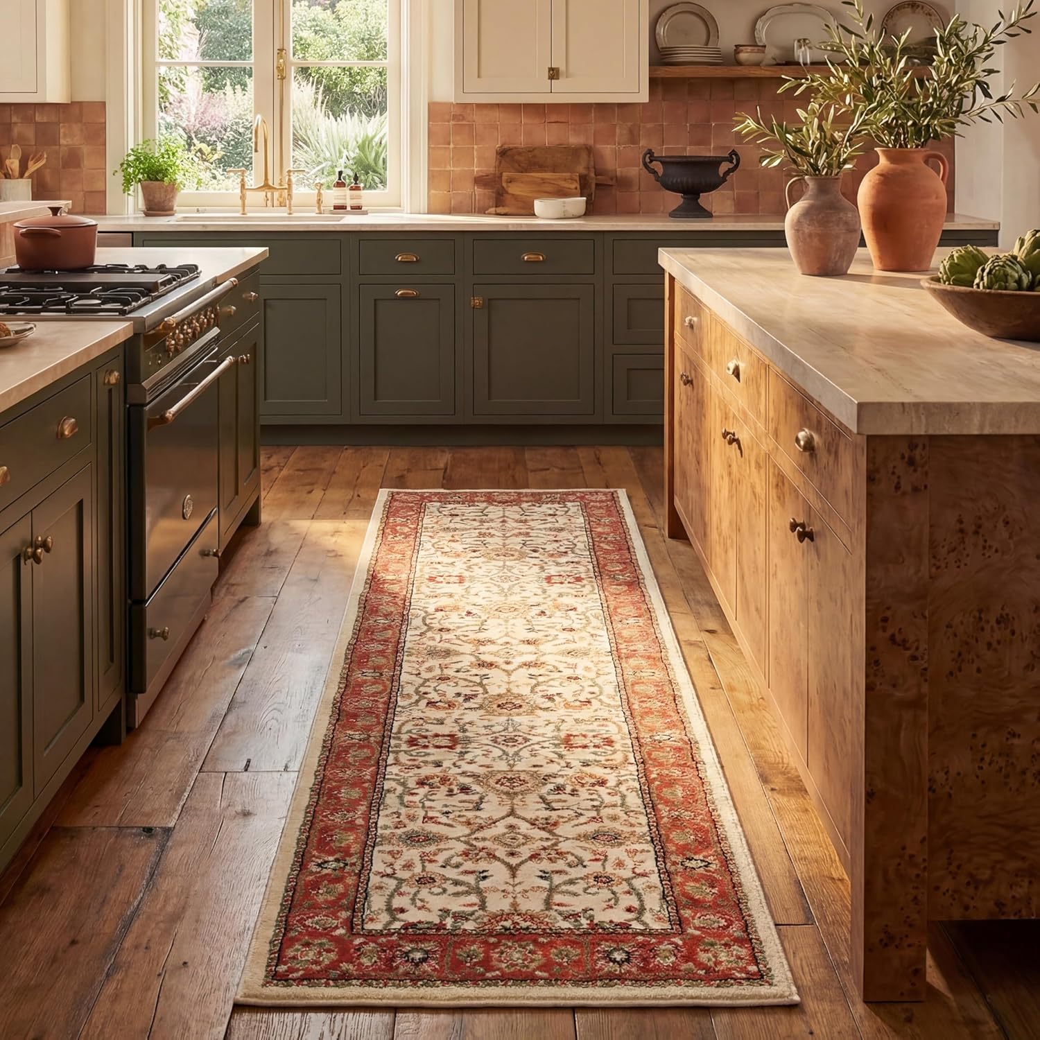 SAFAVIEH Lyndhurst Collection Area Rug - 5'3" x 7'6", Ivory & Red, Traditional Oriental Design, Non-Shedding & Easy Care, Ideal for High Traffic Areas in Living Room, Bedroom (LNH212K)
