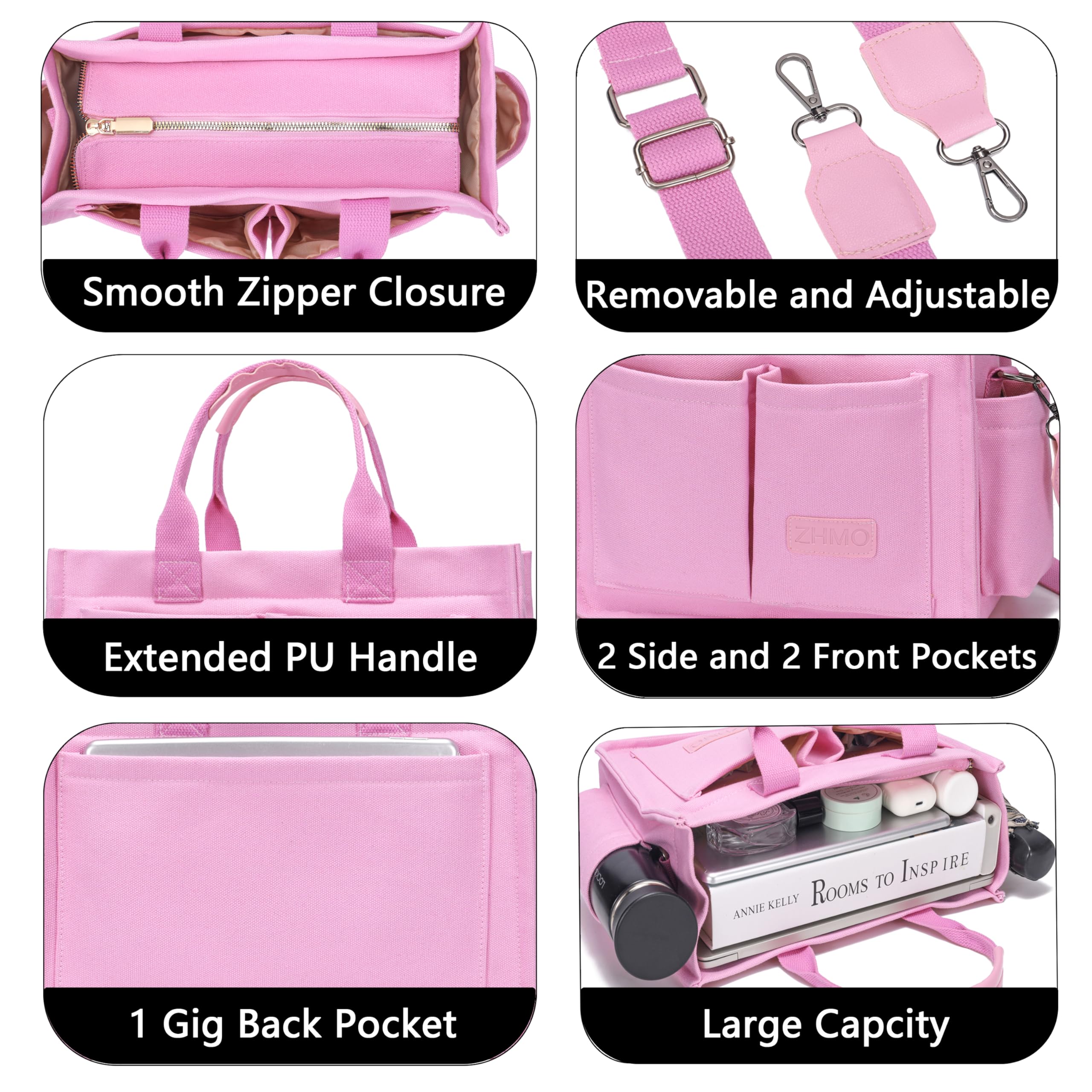 ZHMO Canvas Tote Bag for Women,Women's Bags Crossbody Bags Work Laptop Tote Bag Large Handbags Purse for Travel Nurse Teacher
