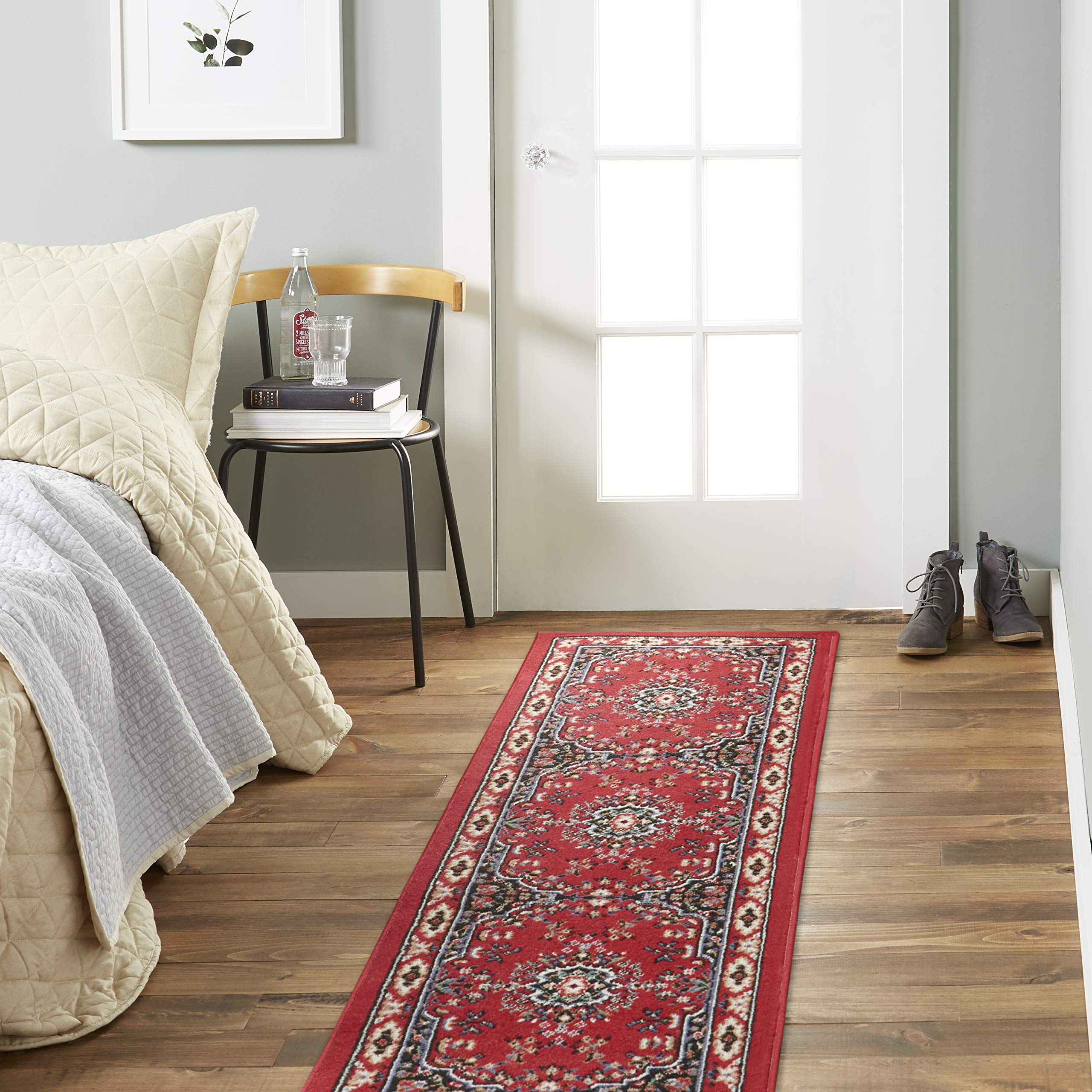 Home Dynamix Premium Sakarya Traditional Medallion Border Area Rug, Black, 21"x35" Rectangle