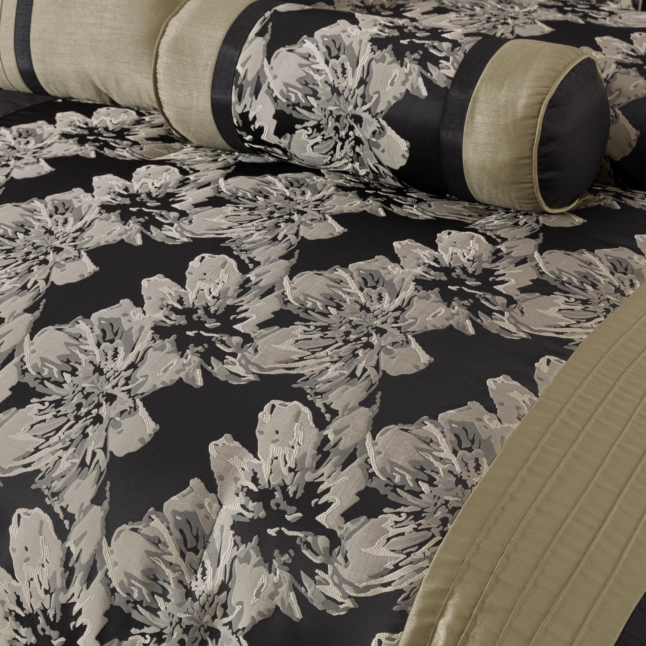 Chezmoi Collection Adelle 7-Piece Paisley Jacquard Embroidered Comforter Bedding Set, King Size
