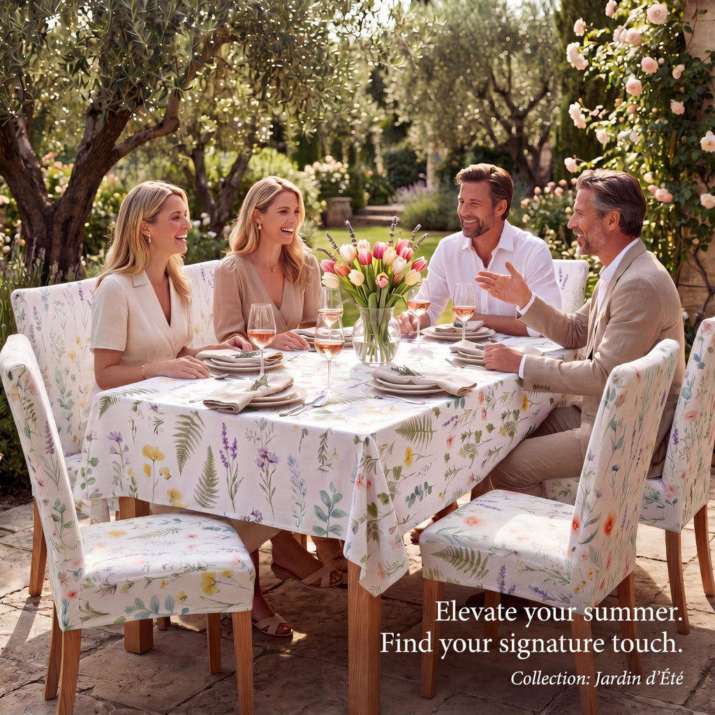 7 Pcs Sunflower Chair Covers and Tablecloth Set 60 x 84 Inch Waterproof Stain Rectangular Table Cover with Stretchable Removable Chair Slipcovers for Dining Room Kitchen Patio Summer Parties