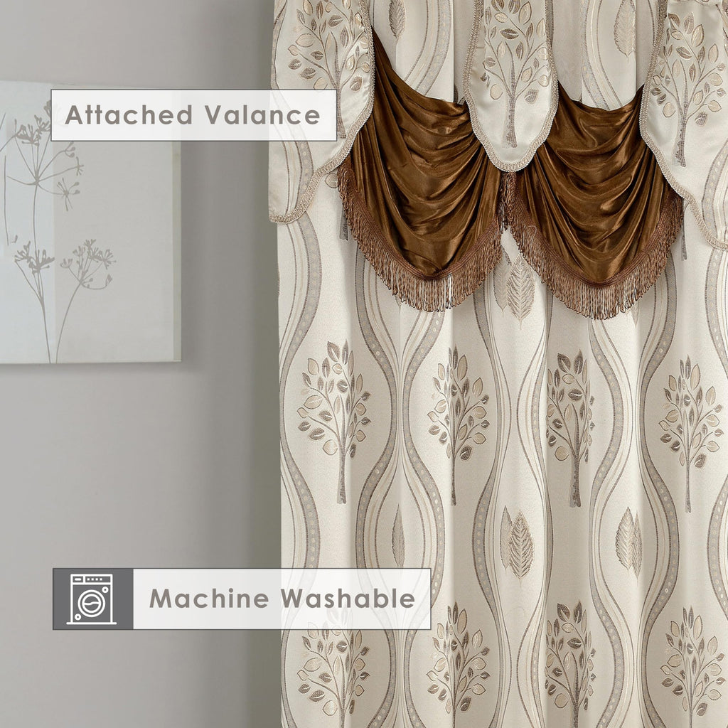 Elegant Comfort Luxurious Beautiful Curtain Panel Set with Attached Valance and Backing 54" X 84 inch (Set of 2), Navy Blue