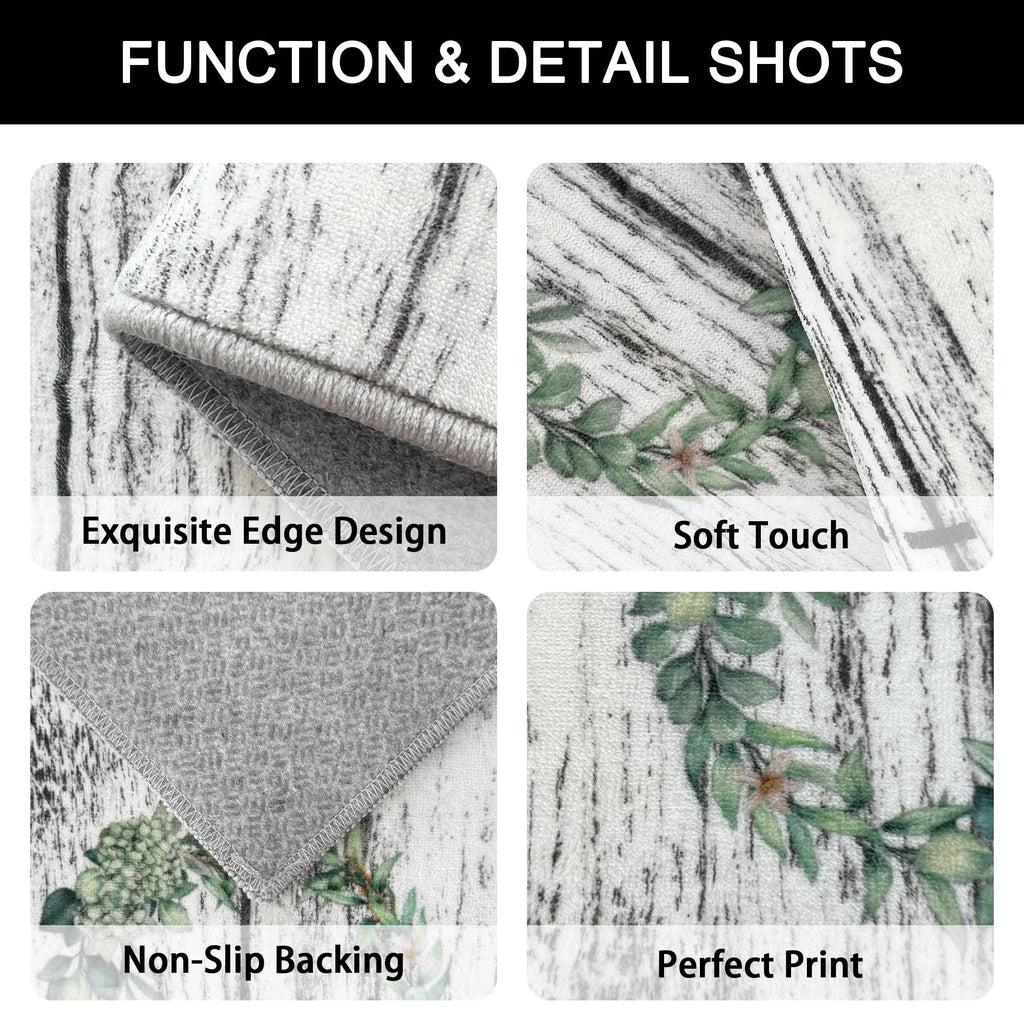 Tritard 100% Non Slip Kitchen Mats for Floor Washable Kitchen Rugs Sets of 3 Farmhouse Kitchen Runner Rug Soft Rustic Kitchen Floor Carpet for Hallway, Laundry, Sink, Office, Brown