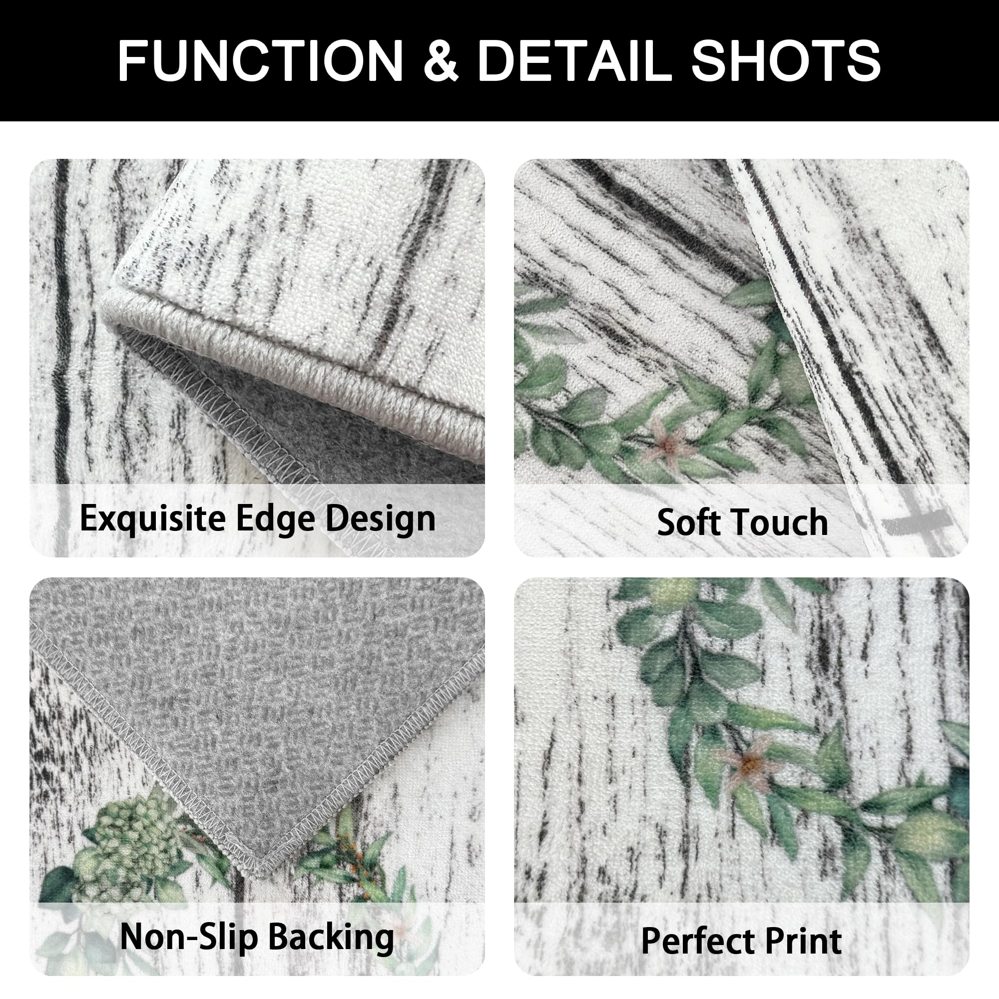 Tritard 100% Non Slip Kitchen Mats for Floor Washable Kitchen Rugs Sets of 3 Farmhouse Kitchen Runner Rug Soft Rustic Kitchen Floor Carpet for Hallway, Laundry, Sink, Office, Brown