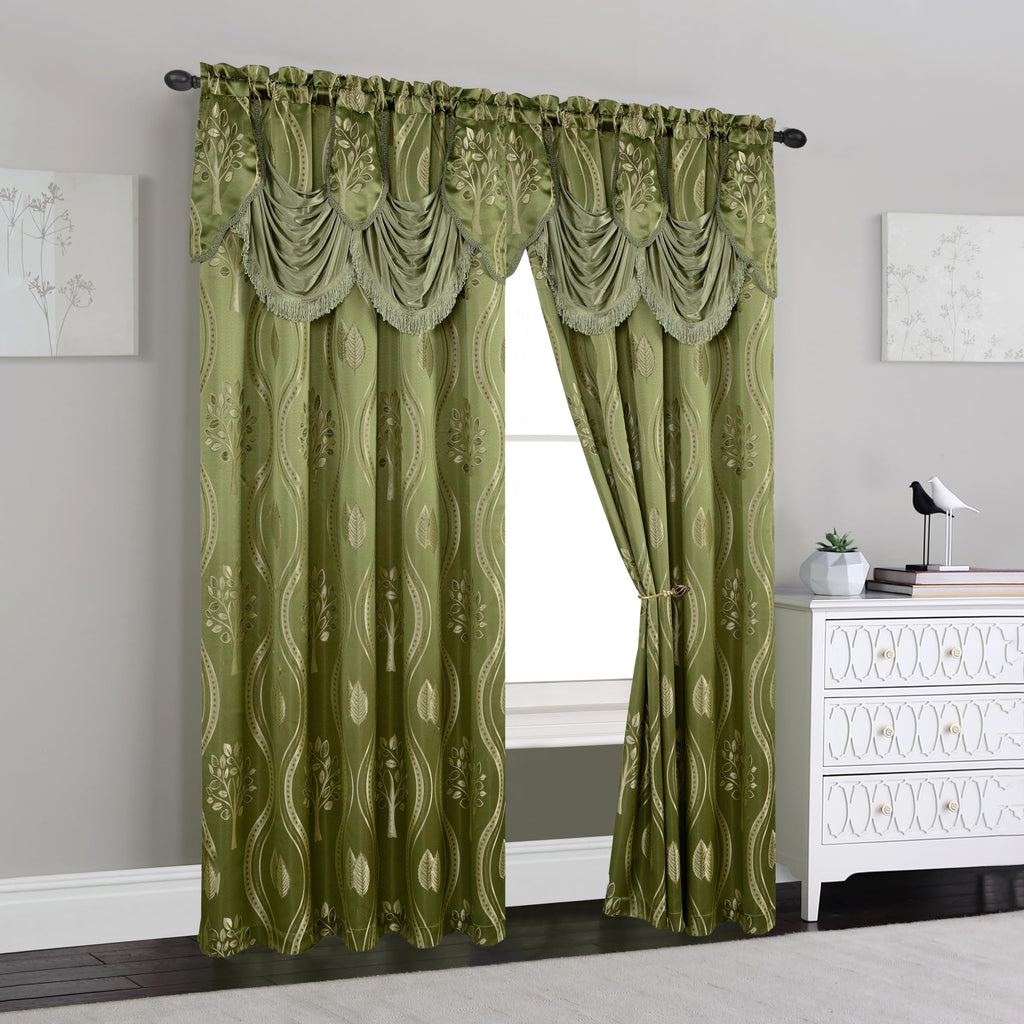 Elegant Comfort Luxurious Beautiful Curtain Panel Set with Attached Valance and Backing 54" X 84 inch (Set of 2), Navy Blue