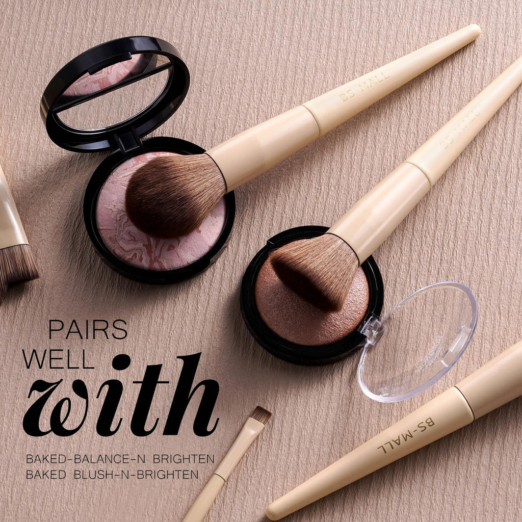 BS-MALL Makeup Brush Set 18 Pcs Professional Foundation Powder Concealers Eyeshadow Blush Synthetic Makeup Brushes with Labeled instruction Black Case Upgraded Version