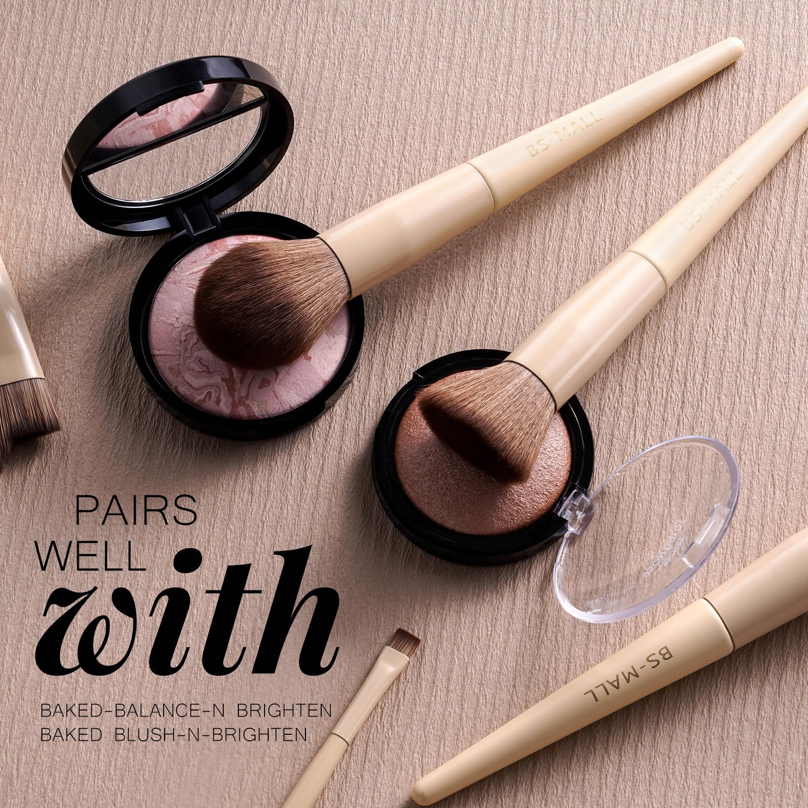 BS-MALL Makeup Brush Set 18 Pcs Professional Foundation Powder Concealers Eyeshadow Blush Synthetic Makeup Brushes with Labeled instruction Black Case Upgraded Version