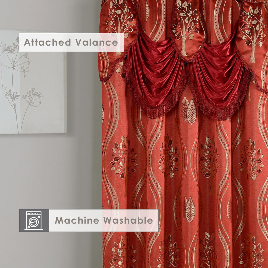 Elegant Comfort Luxurious Beautiful Curtain Panel Set with Attached Valance and Backing 54" X 84 inch (Set of 2), Navy Blue