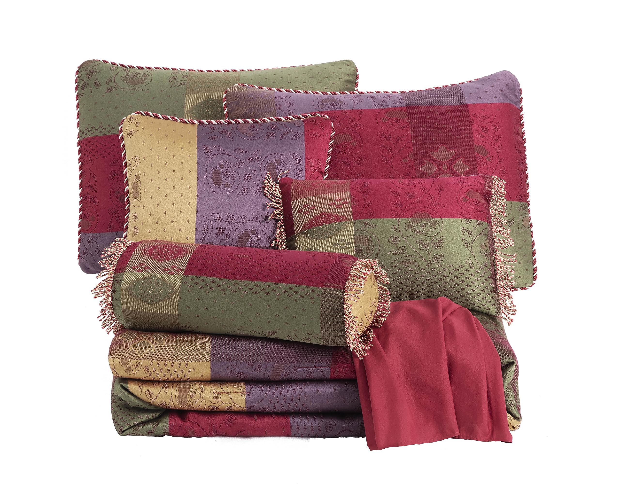 Chezmoi Collection Adelle 7-Piece Paisley Jacquard Embroidered Comforter Bedding Set, King Size