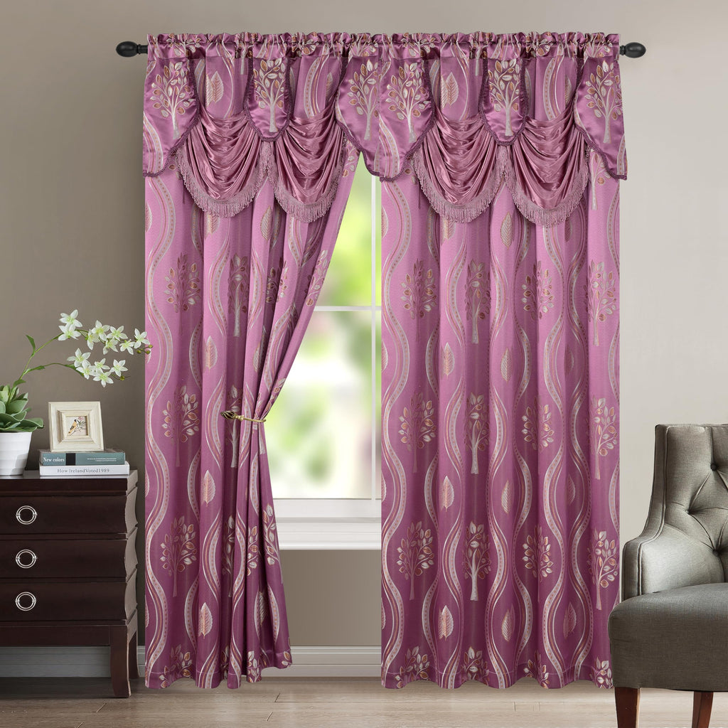 Elegant Comfort Luxurious Beautiful Curtain Panel Set with Attached Valance and Backing 54" X 84 inch (Set of 2), Navy Blue