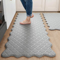Arenarug Upgrade Scalloped Embossed Kitchen Mats for Floor 2PCS Cushioned Anti Fatigue Waterproof Foam Kitchen Rugs Non Slip Washable Comfort Standing Mat for Office Sink Laundry, Black