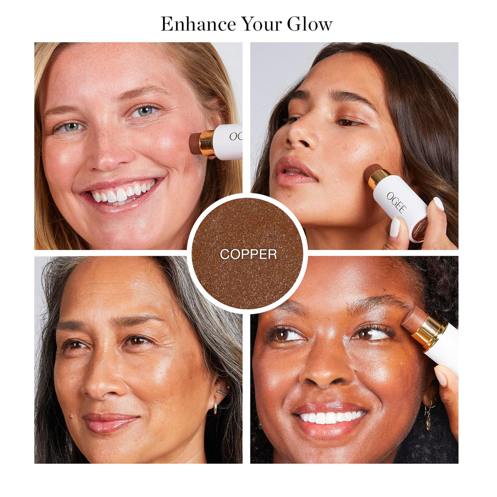 Ogee Sculpted Face Stick (MOONSTONE - ULTRAVIOLET SHEEN) Certified Organic Highlighter Makeup - Multi-Use Glow Highlighter Stick