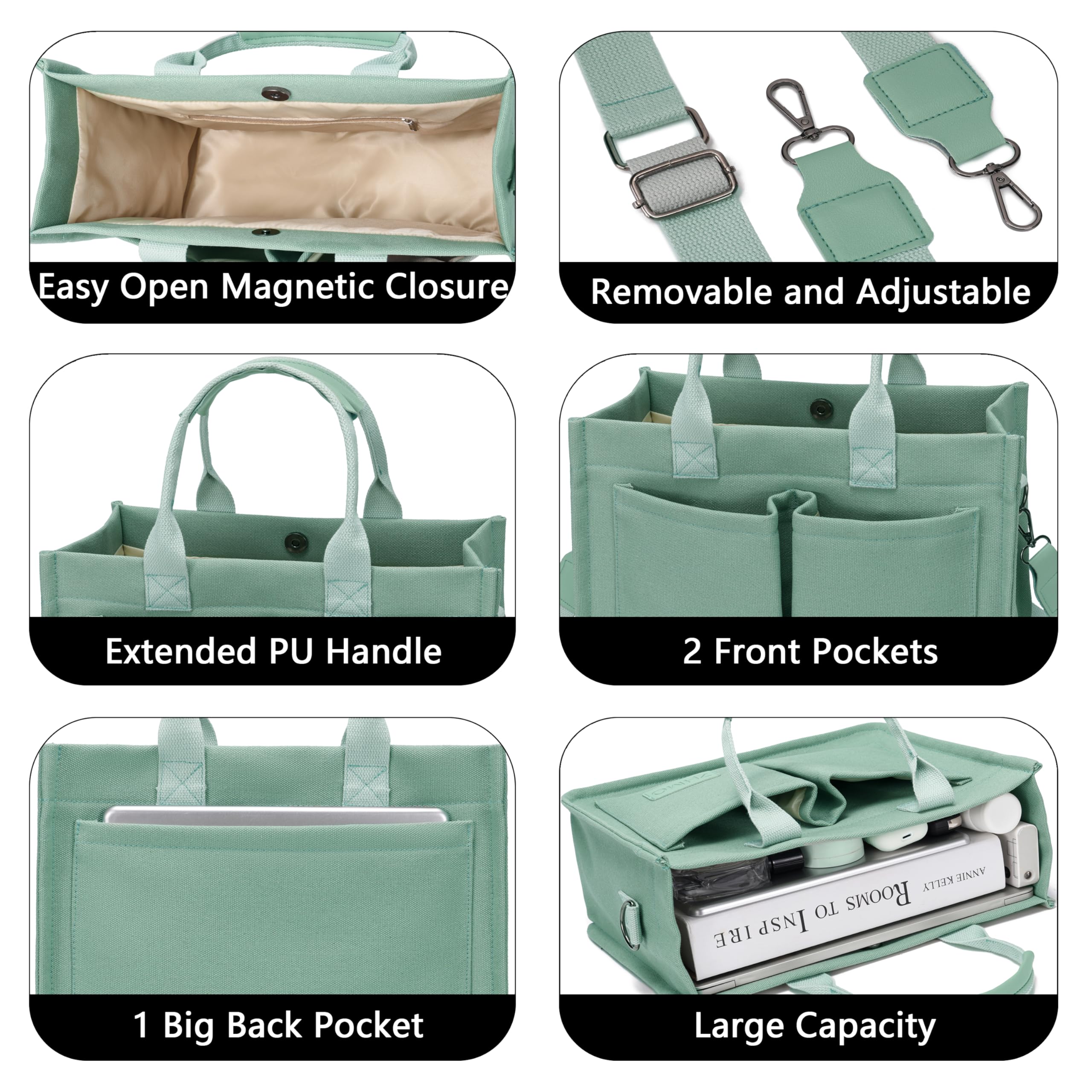 ZHMO Canvas Tote Bag for Women,Women's Bags Crossbody Bags Work Laptop Tote Bag Large Handbags Purse for Travel Nurse Teacher