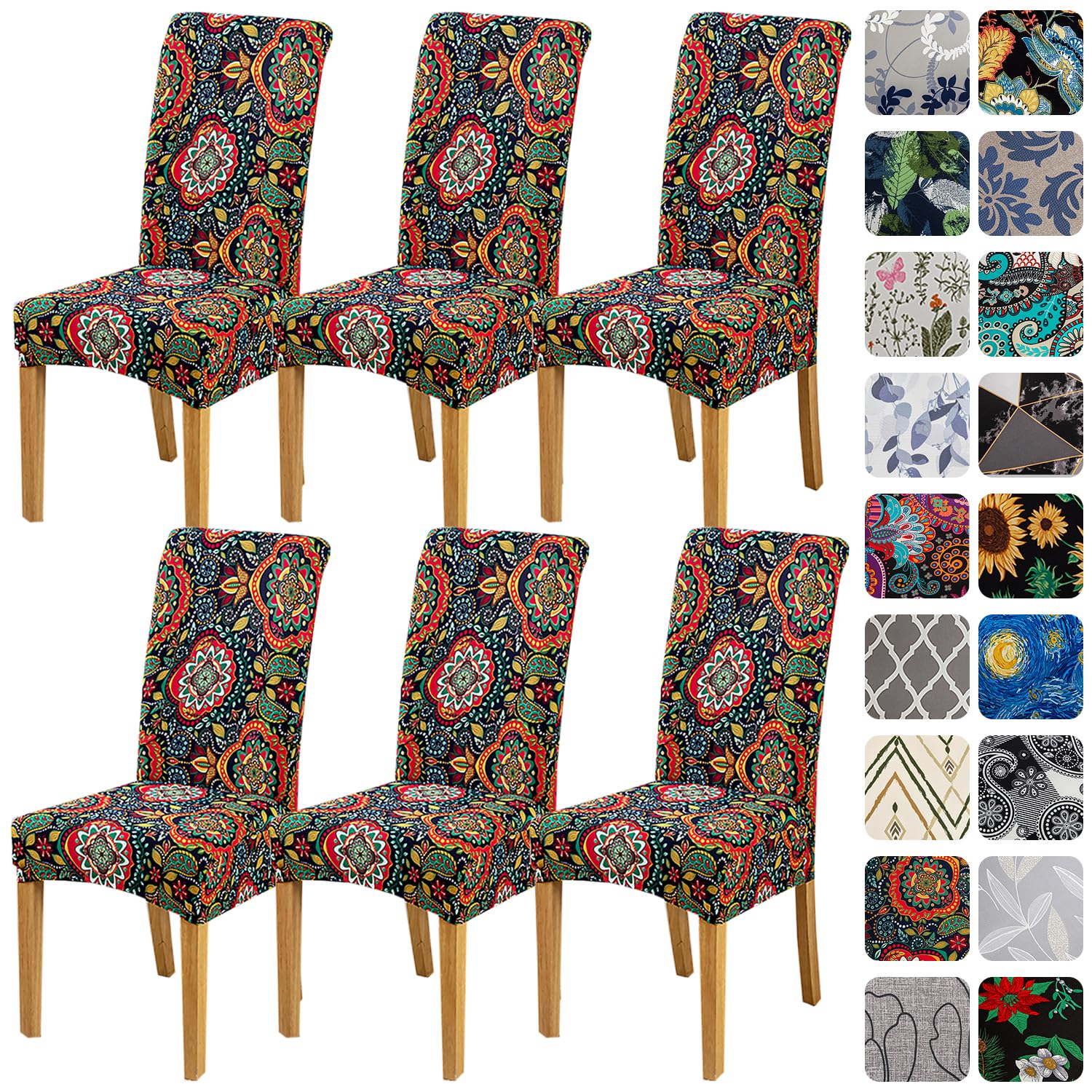 HZDHCLH 6 Pack Chair Covers for Dining Room,Soft Spandex Removable Washable Anti-dust Seat Slipcover, Protector for Hotel,Office,Ceremony,Banquet Wedding Party(Beige, Set of 6)