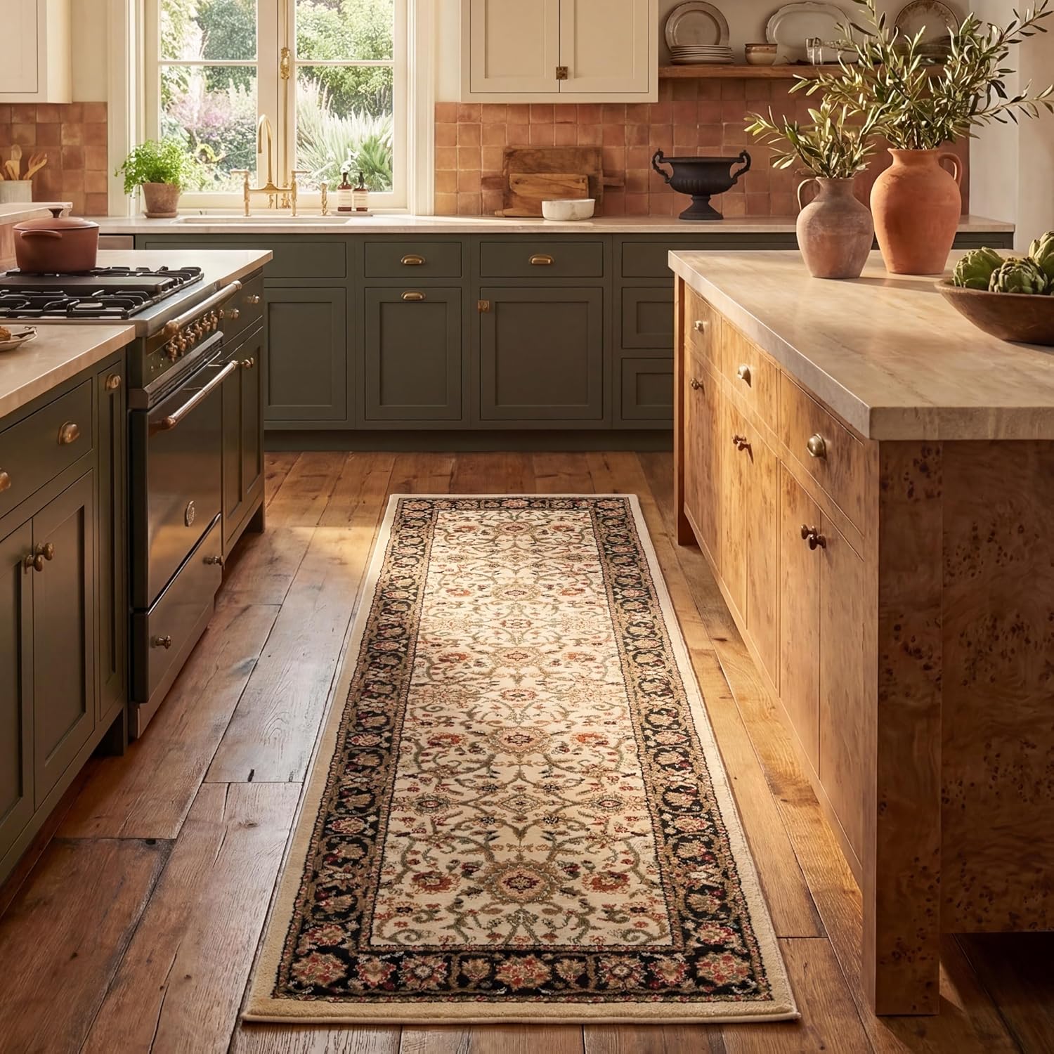 SAFAVIEH Lyndhurst Collection Area Rug - 5'3" x 7'6", Ivory & Red, Traditional Oriental Design, Non-Shedding & Easy Care, Ideal for High Traffic Areas in Living Room, Bedroom (LNH212K)