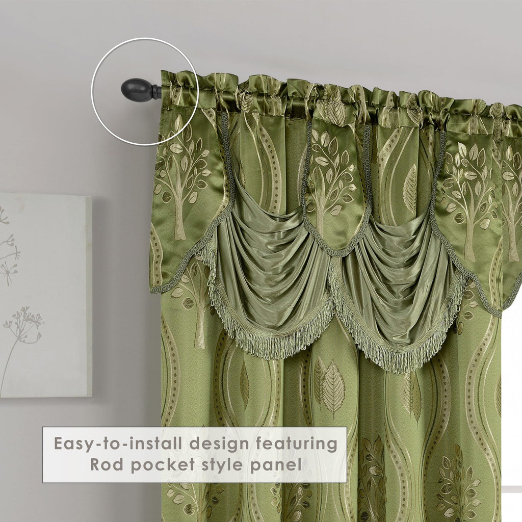 Elegant Comfort Luxurious Beautiful Curtain Panel Set with Attached Valance and Backing 54" X 84 inch (Set of 2), Navy Blue