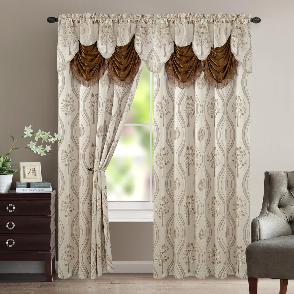 Elegant Comfort Luxurious Beautiful Curtain Panel Set with Attached Valance and Backing 54" X 84 inch (Set of 2), Navy Blue